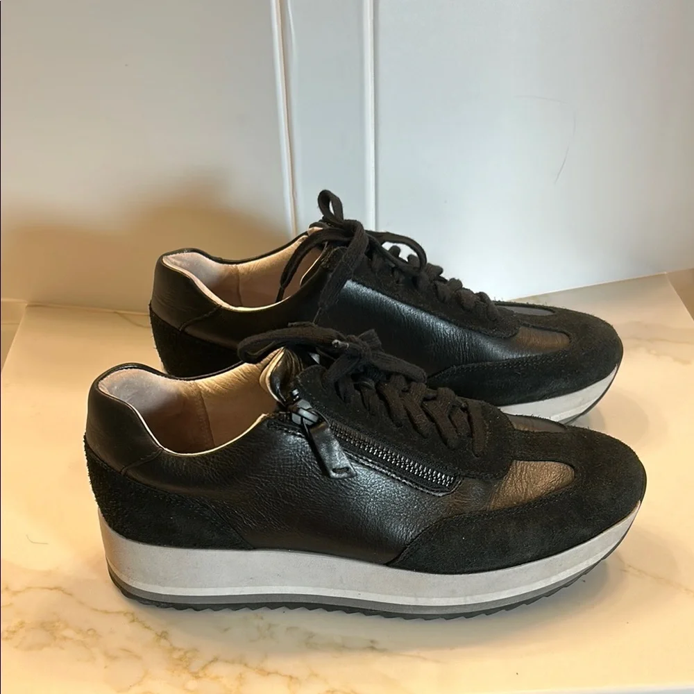 Johnston & Murphy Black Suede and Leather Lace-Up Sneakers